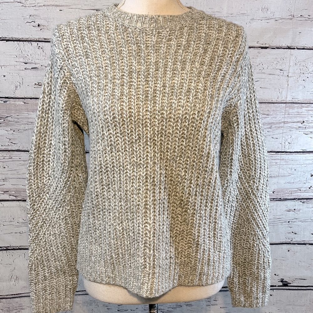 A NEW DAY Sweater Crewneck Chunky Knit Gray/White-Small